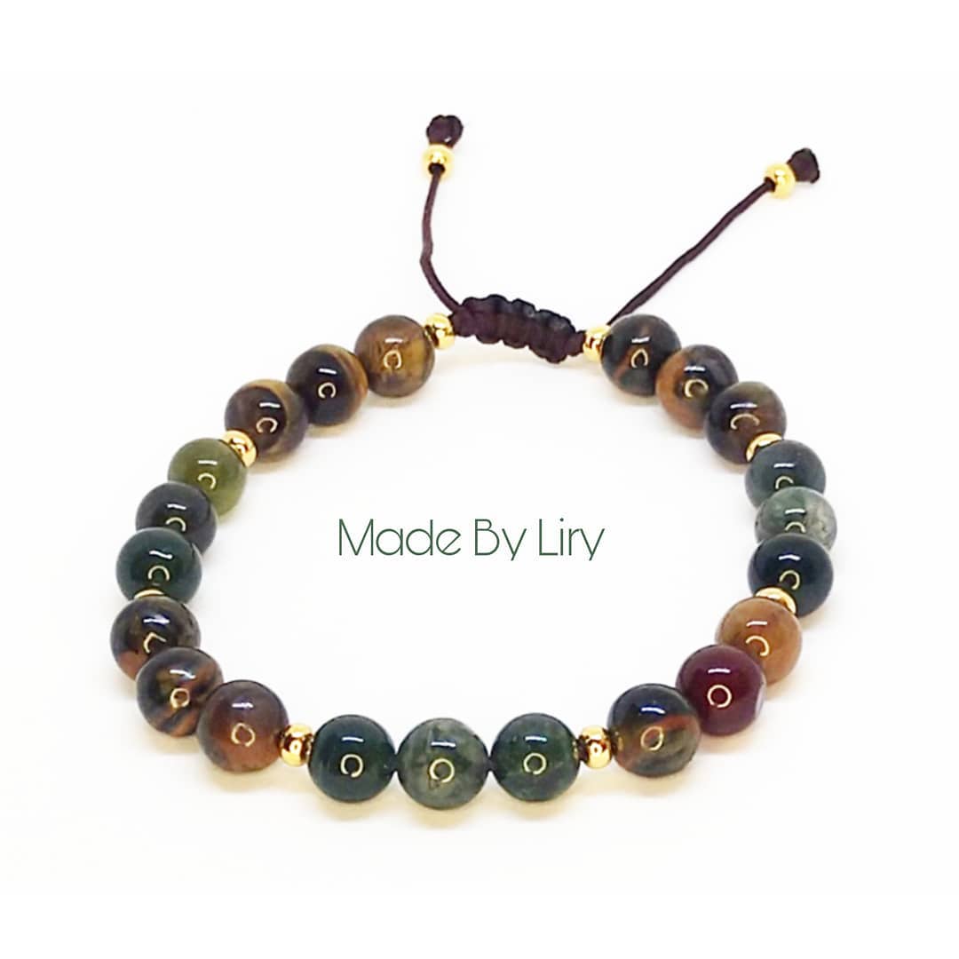 Green Jade and Tiger Eye Men Bracelet