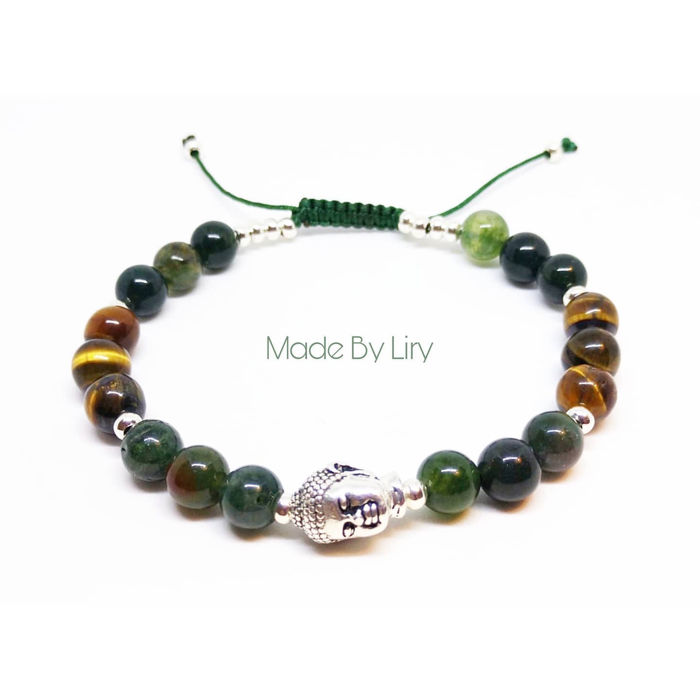 Green Jade and Tiger Eye Men Bracelet