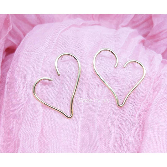 Open Heart Brass Earrings